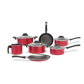 Conjunto De Panelas 7 Peças Pro-flon Antiaderente Borgonha Linha Anis Brinox Borgonha