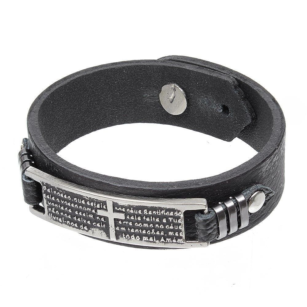 Pulseira de Couro Preta Pai Nosso Paul Western 29729