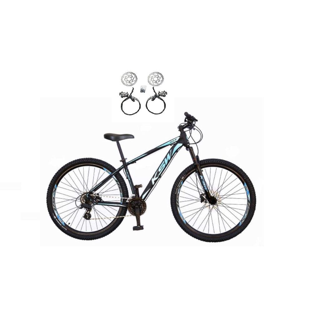 Bicicleta Aro 29 Ksw Xlt 24v Freios Hidráulicos Garfo Suspensão Mtb - Preto\\Azul