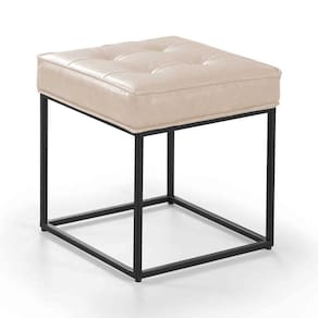 Puff Cubo Metálico Cor Courino Nude