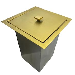 Lixeira Inox Dourada Para Embutir Quadrada Tampa Apoio 5L