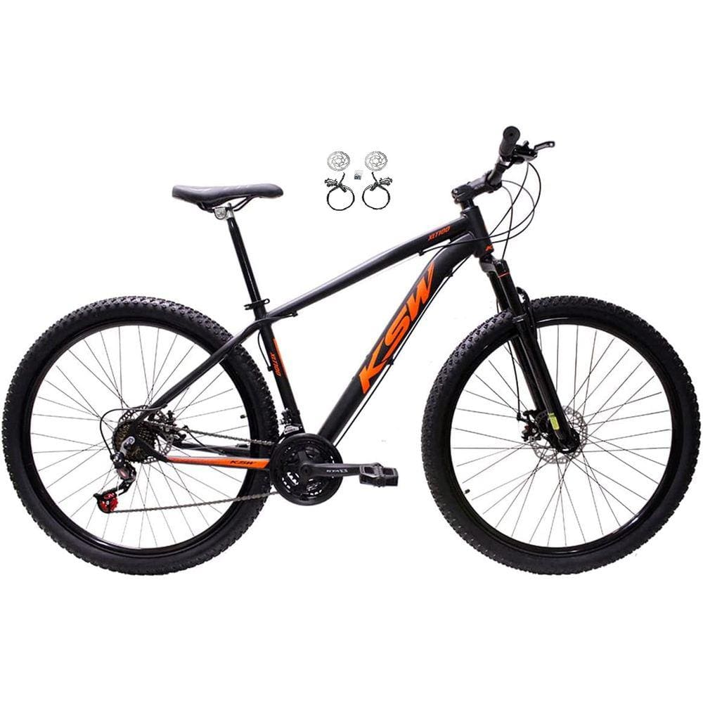 Bicicleta Aro 29 Ksw Xlt 24v Freios Hidráulicos Garfo Suspensão Mtb - Preto\\Laranja