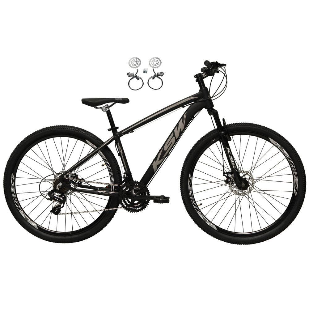 Bicicleta Aro 29 Ksw Xlt 24v Freios Hidráulicos Garfo Suspensão Mtb - Preto\\Prata