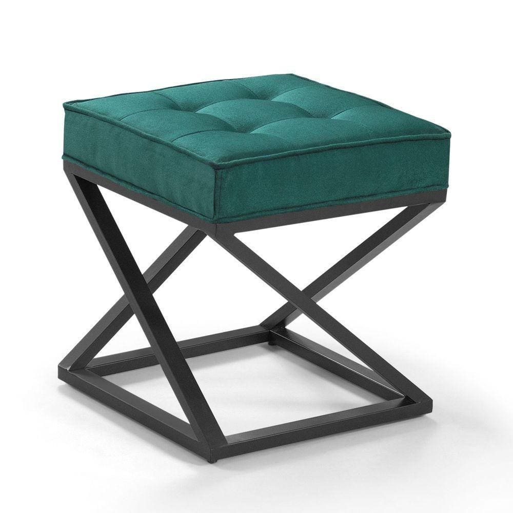Puff Cubo Metálico Torcido Cor Suede Verde