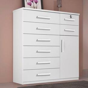 Cômoda 8 Gavetas 1 Porta Vitoria Plus Benetil Móveis Branco