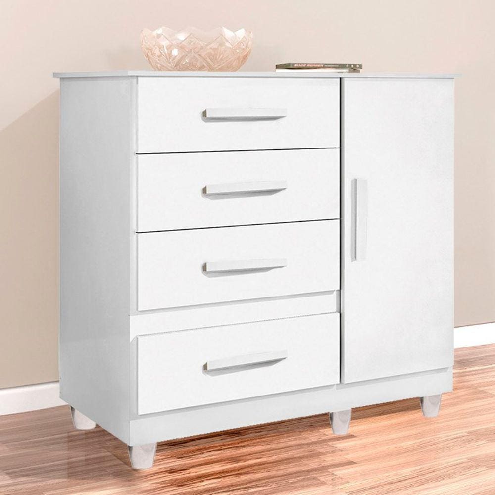 Cômoda 4 Gavetas 1 Porta Florença Benetil Móveis Branco