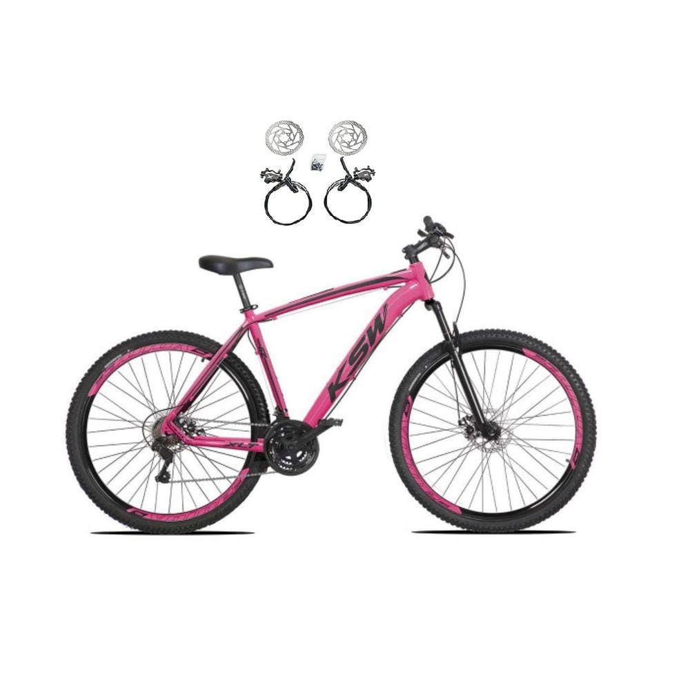 Bicicleta Aro 29 Ksw Xlt 24v Freios Hidráulicos Garfo Suspensão Mtb - Rosa