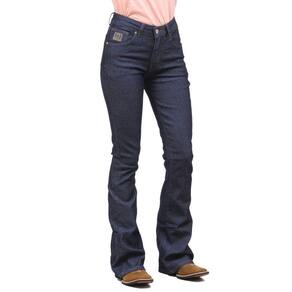 Calça Flare Jeans Feminina com Elastano Azul Escuro Os Vaqueiros 32428