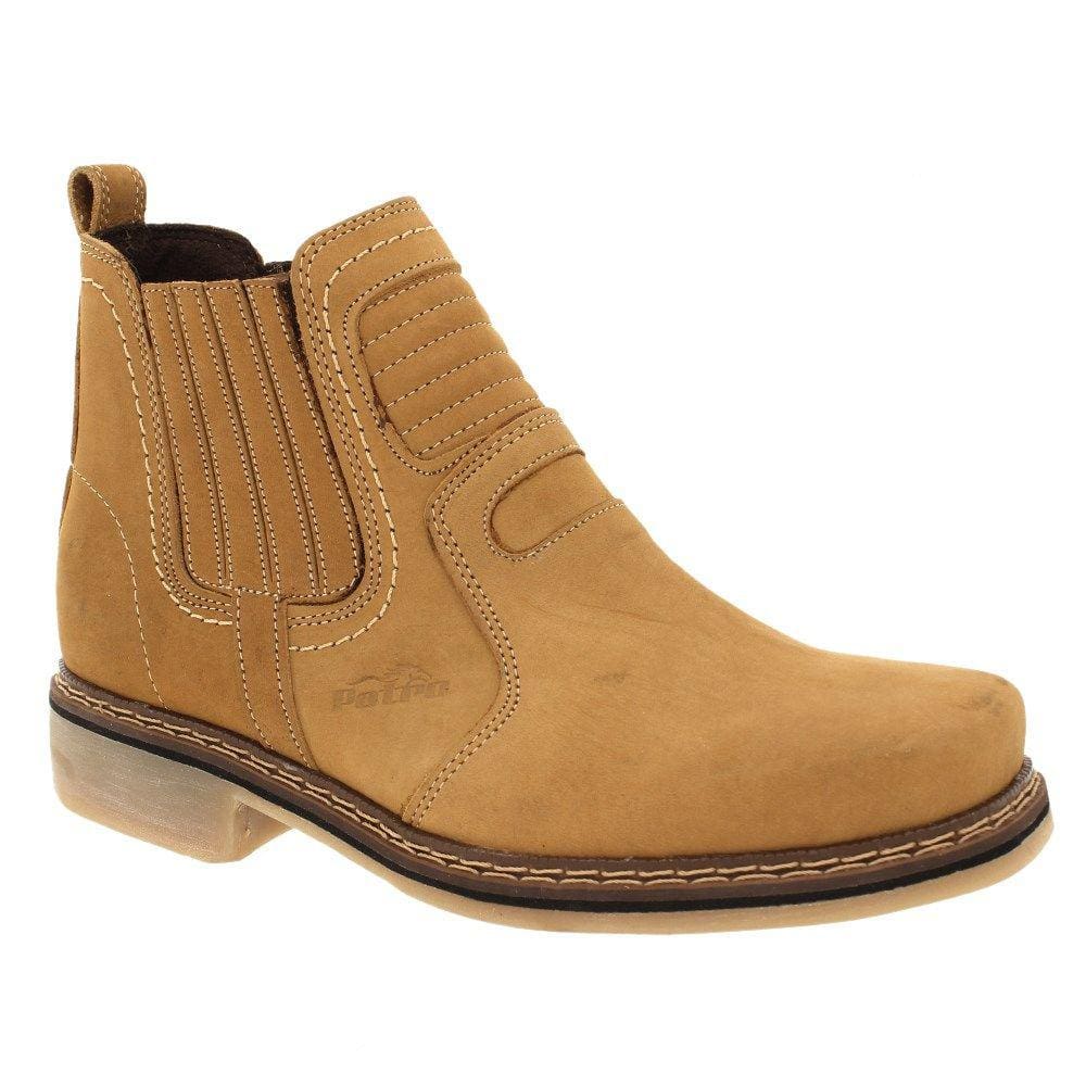 Botina Masculina Amarela Cano Curto Bico Quadrado Potro 32535