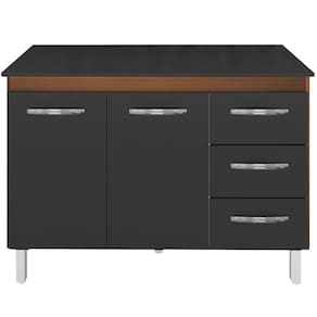 Balcao Com Tampo 120cm 9110x9300 Savana Preto Mobbs