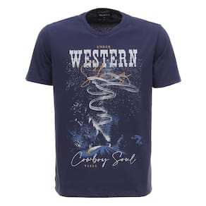 Camiseta Masculina Azul Estampada Tassa 28160