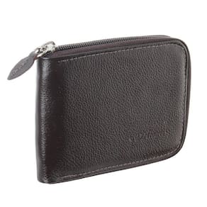Carteira Masculina de Couro Marrom com Zíper e Porta Moedas DH Couros 28600