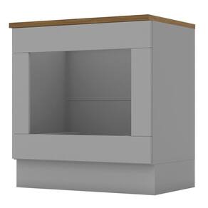 Balcão Forno de Embutir 80cm Americana Cinza com Tampo Cooktop Nature - Móveis Henn
