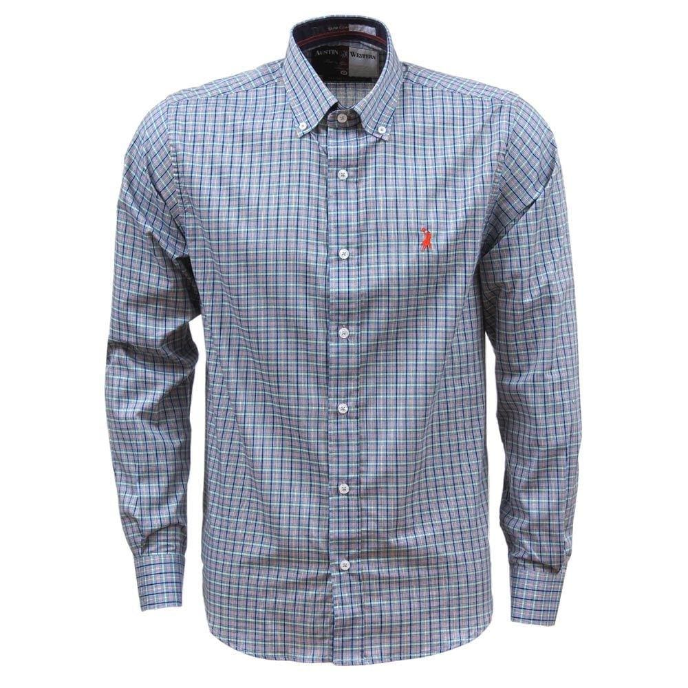 Camisa Masculina Xadrez Azul Austin Western 33629