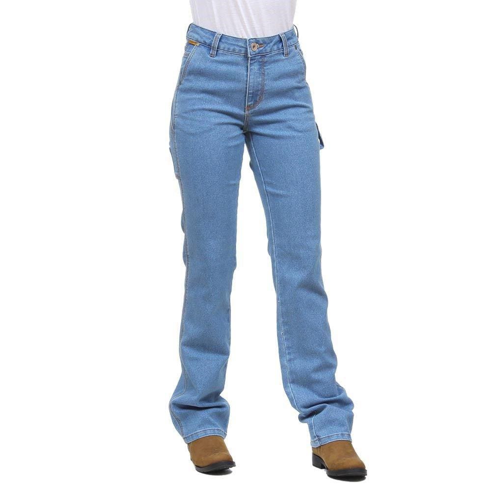 Calça Jeans Feminina Carpinteira Delavê com Elastano Os Vaqueiros 32230