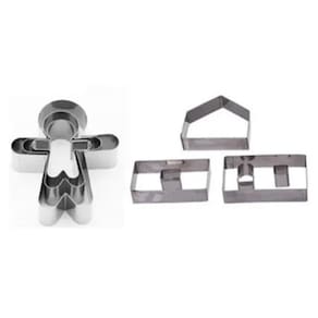 Cortador De Biscoito Boneco + Casinha De Gengibre Natal Inox