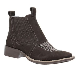 Botina de Couro Feminina Bico Quadrado Marrom Cow Way 26360