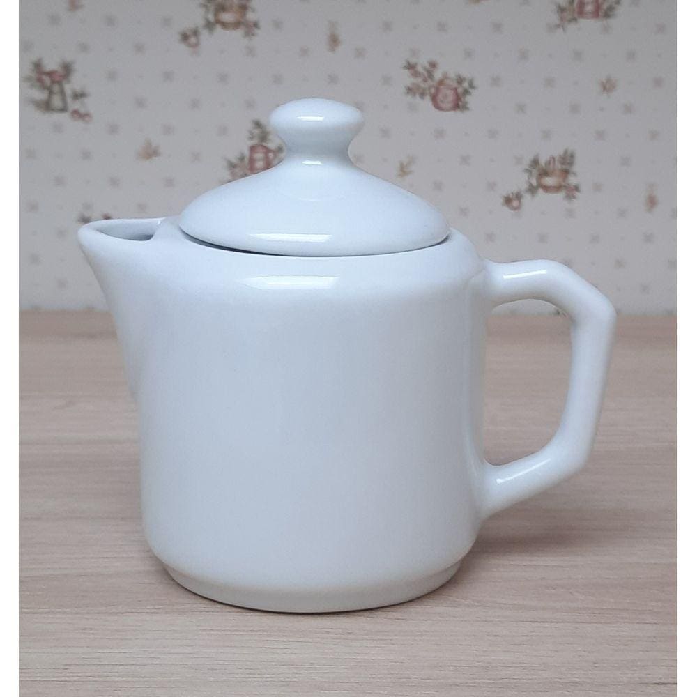 Bule Baixo Café, Chá, Leite 380ml - Porcelana Branca