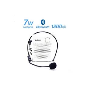 Megafone Amplificador Bluetooth Microfone Lapela Professor Aula Palestra Branco Exbom