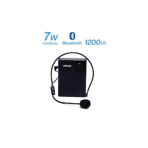 Megafone Amplificador Bluetooth Microfone Lapela Professor Aula Palestra Preto Exbom