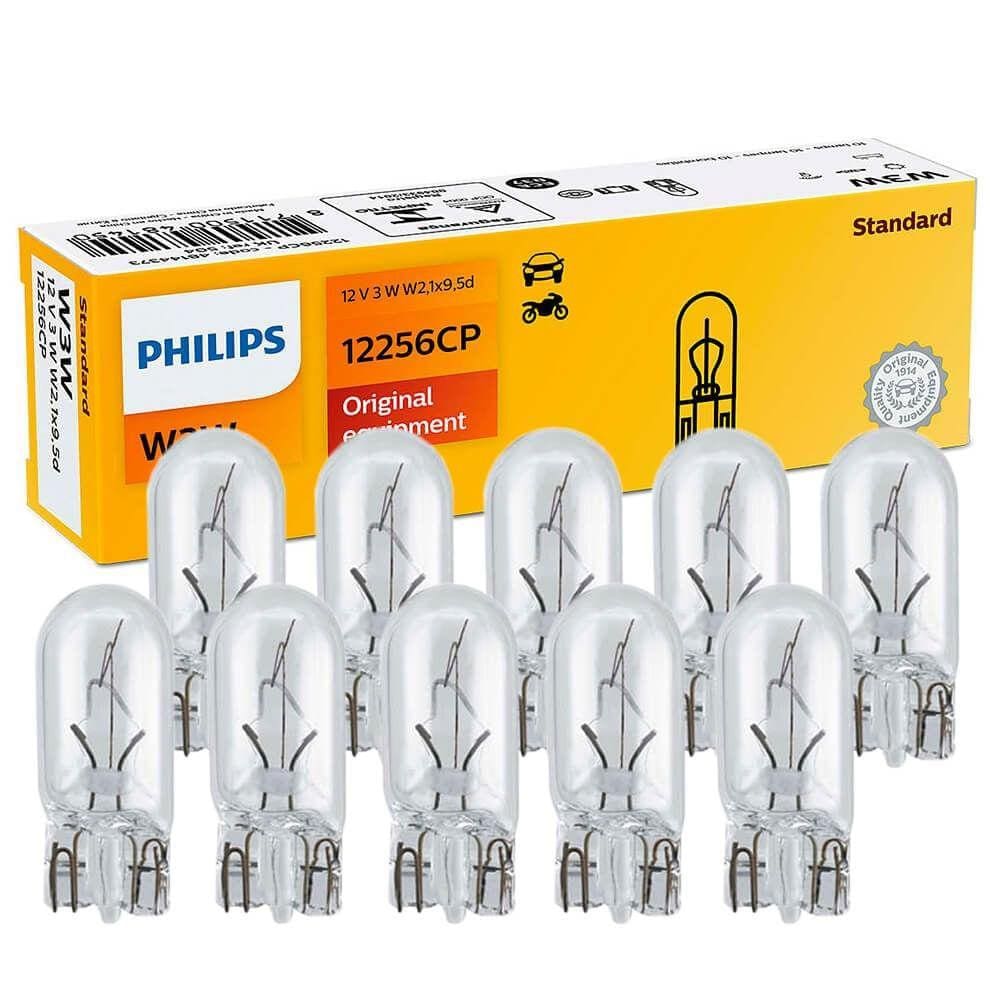 Kit 10 Lampada Philips Painel 12v Esmagada Grande 3w W3w