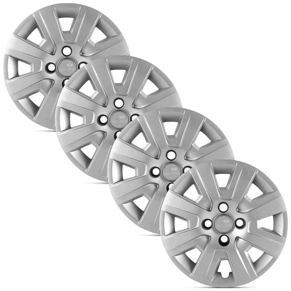 Jogo 4 Calota Modelo Original Volkswagen Saveiro Prata Aro 14 Grid