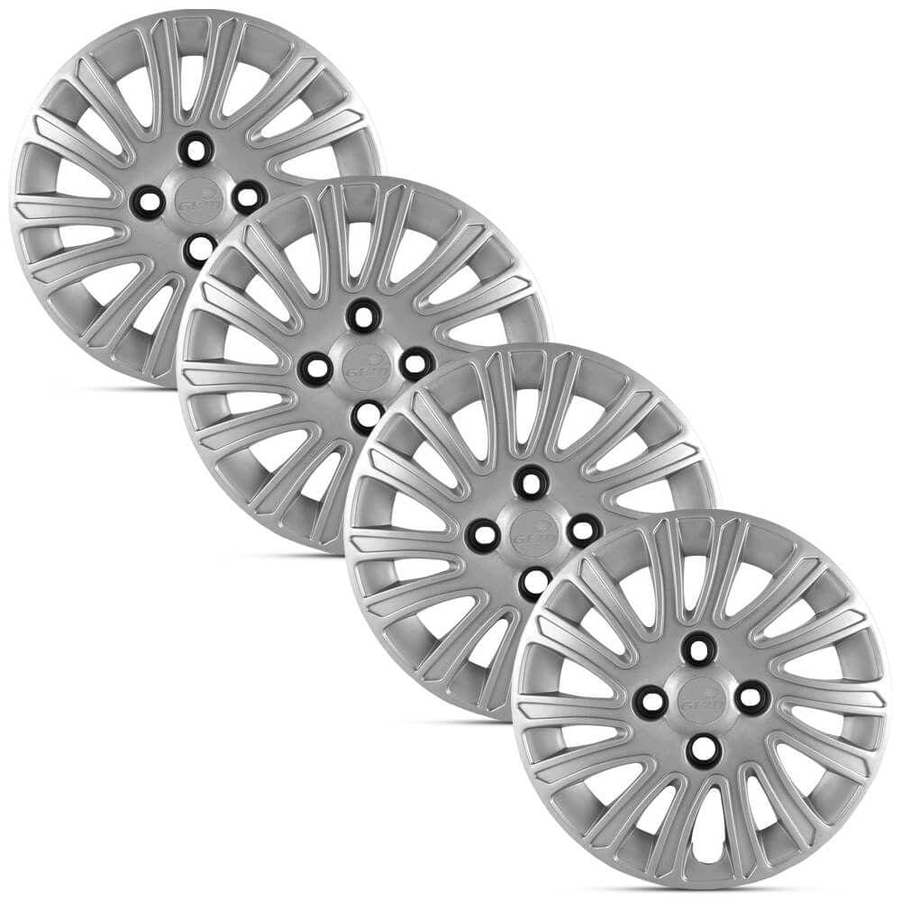 Jogo 4 Calota Modelo Original Fiat Grand Siena Prata Aro 13