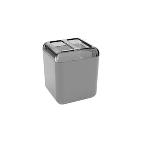 Porta-escova De Dentes Cor Cinza Frio E Fumê Plástico Linha Cube Coza
