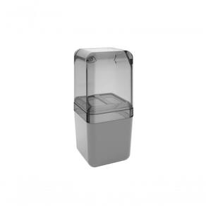 Porta-escova De Dentes Com Tampa Cor Cinza Frio E Fumê Plástico Linha Cube Coza Cinza