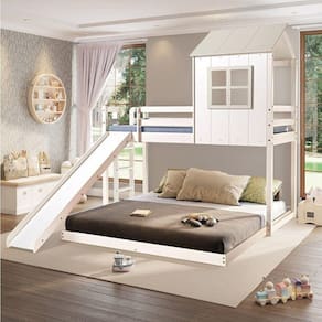 Beliche Queen Montessoriano Cabana Family com Escorregador Casatema Branco/Off White