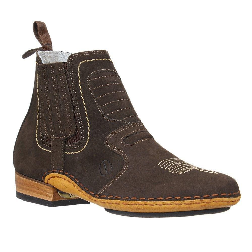 Botina Masculina Nobuck Café com Bico Quadrado Cow Way 32592