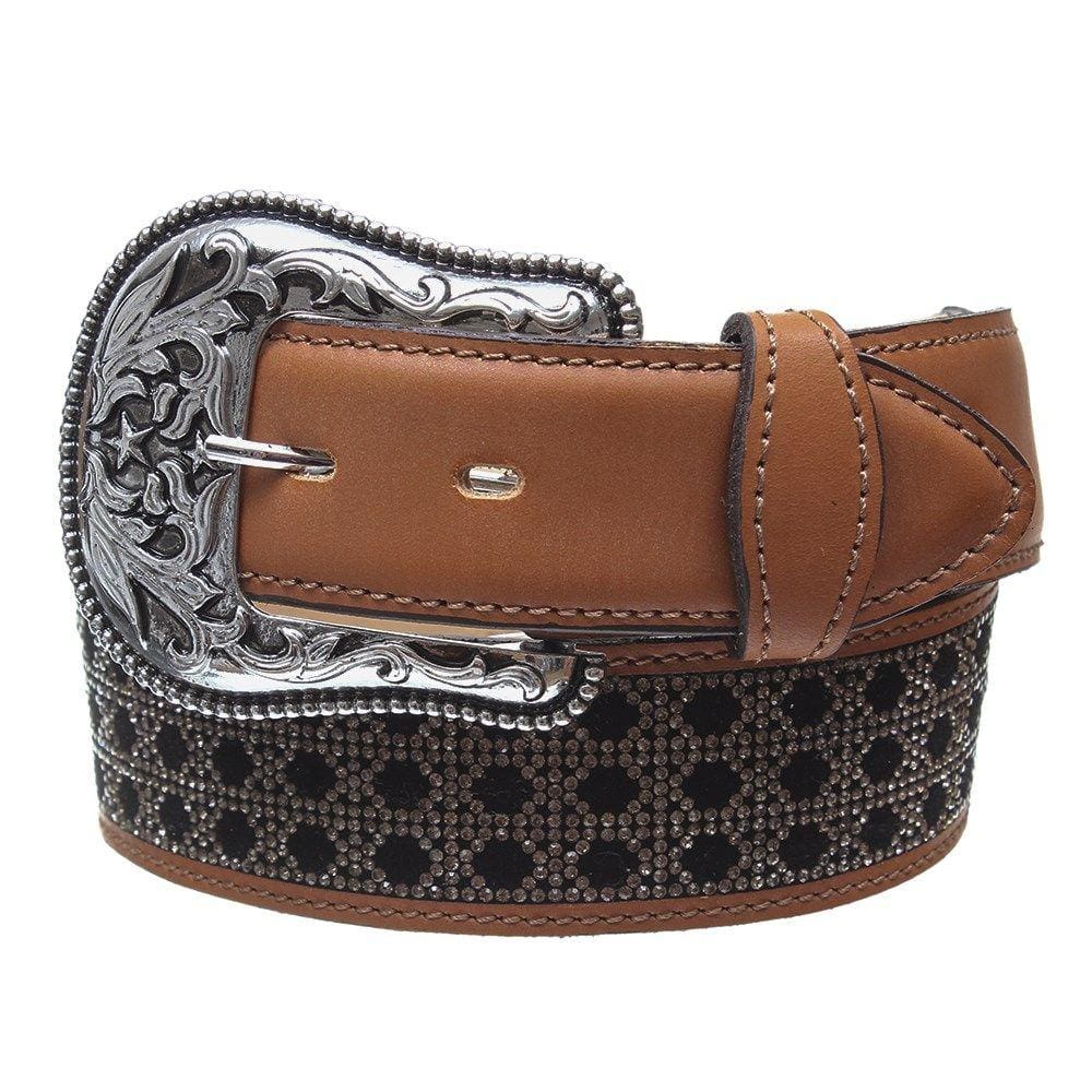 Cinto de Couro Feminino Caramelo com Strass Cow Way 32925