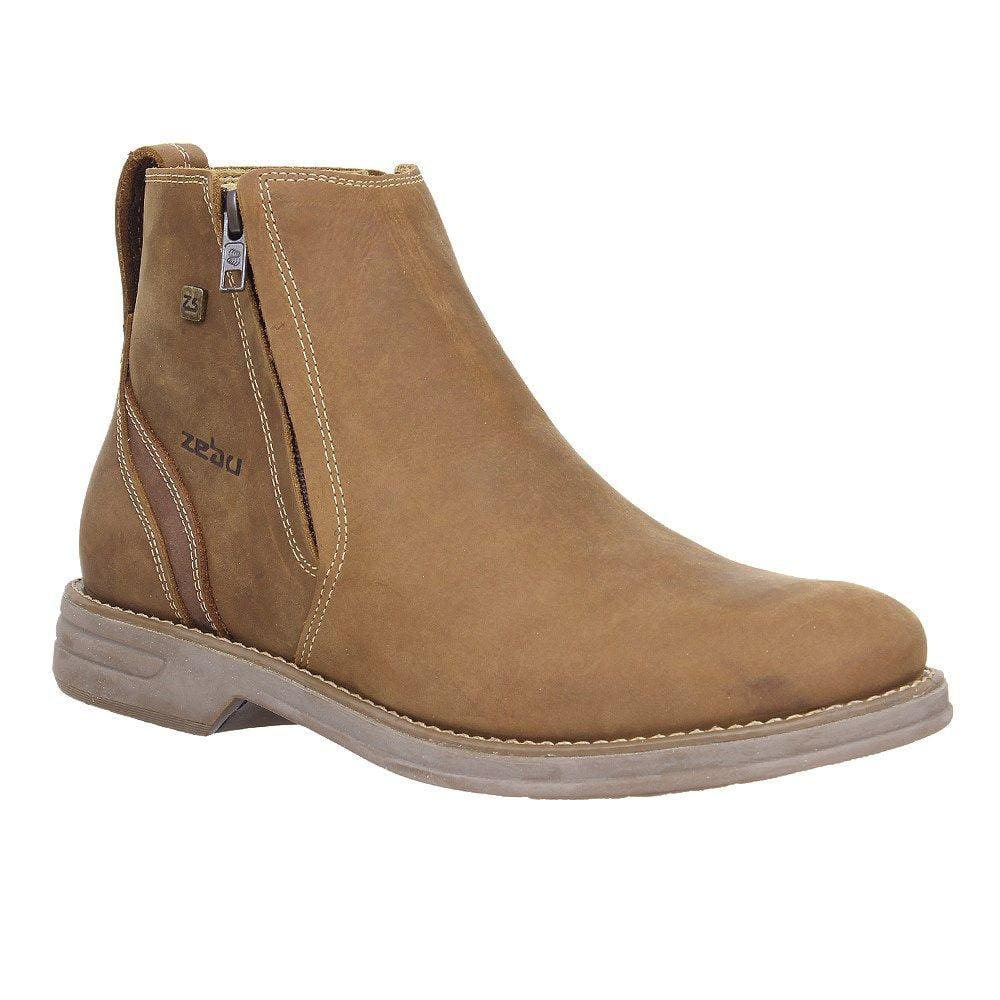 Botina Masculina de Couro Marrom Bico Redondo Zebu 27776