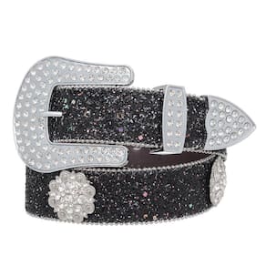 Cinto Feminino Gliter Preto com Aplique e Strass Pyramid Country 26925