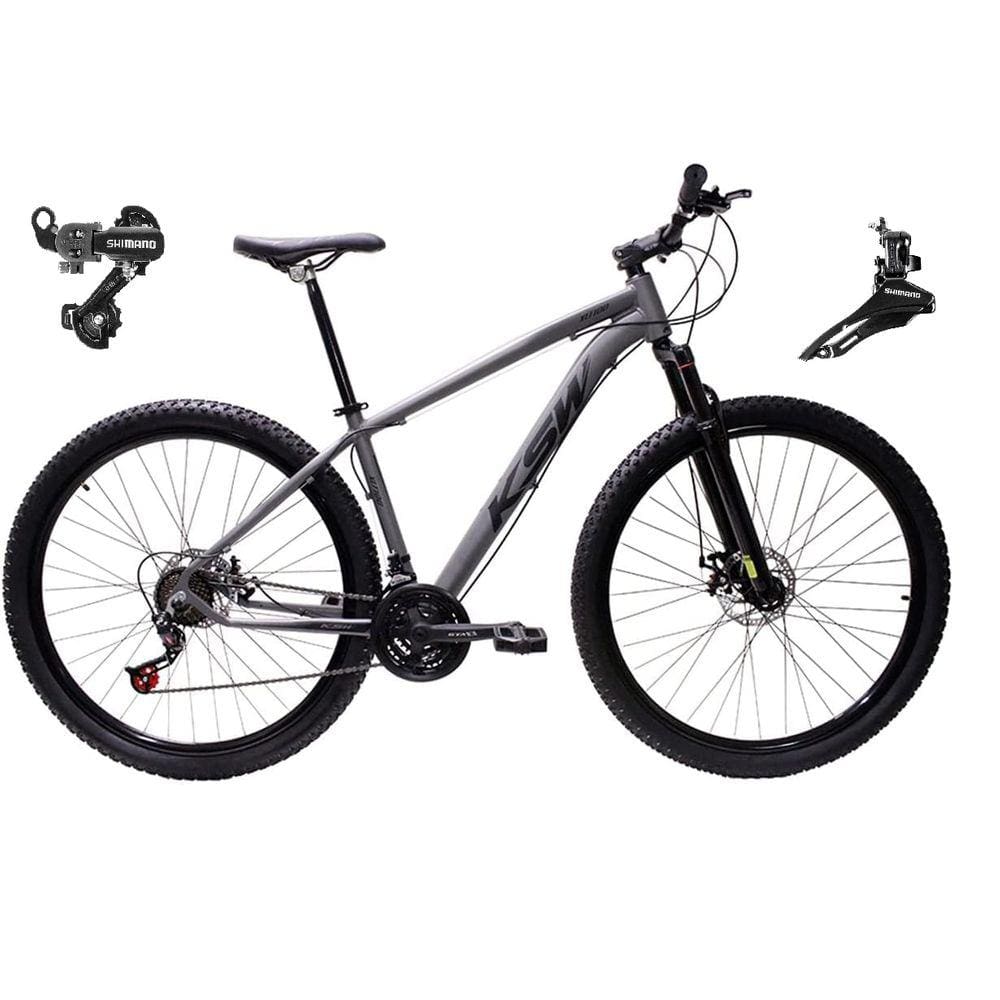 Bicicleta Aro 29 Ksw Xlt Alumínio 24v Câmbios Shimano Garfo Suspensão - Grafite