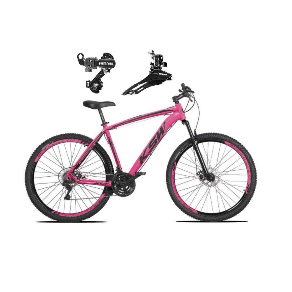 Bicicleta Aro 29 Ksw Xlt Alumínio 24v Câmbios Shimano Garfo Suspensão - Rosa