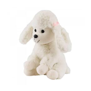 Cachorro Poodle De Pelúcia Branco Sentado 25 Cm