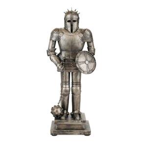 Enfeite Guerreiro Armadura Medieval Com Escudo Prateado