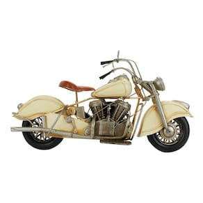 Enfeite Miniatura Motocicleta Branca Estilo Retrô Vintage