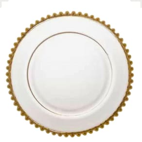 Prato Raso de Cristal com Borda Dourada Pearl 28cm Wolff