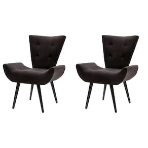 Kit 2 Poltronas Decorativa Emilia Suede Pé Palito - Preto - Cor: Preto