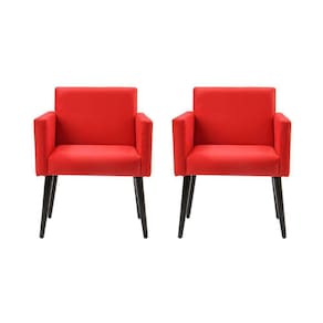 Kit 2 Poltronas Luca Estilo Retrô Decorativa - Vermelho - Cor: Vermelho