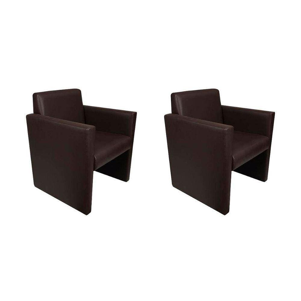 Kit 2 Poltronas Nina Slim Em Tecido Sintético - Marrom Café - Cor: Marrom