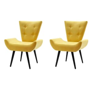 Kit 2 Poltronas Decorativa Emilia Suede Pé Palito - Amarela - Cor: Amarelo