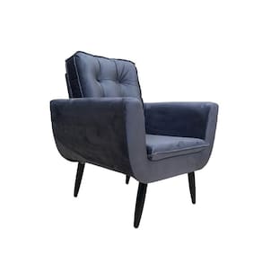 Poltrona Saturno Para Sala De Estar Quarto Escritório Tecido Suede - Azul - Cor: Azul