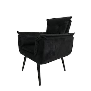 Poltrona Opala Decorativa Suede - Preta - Cor: Preto