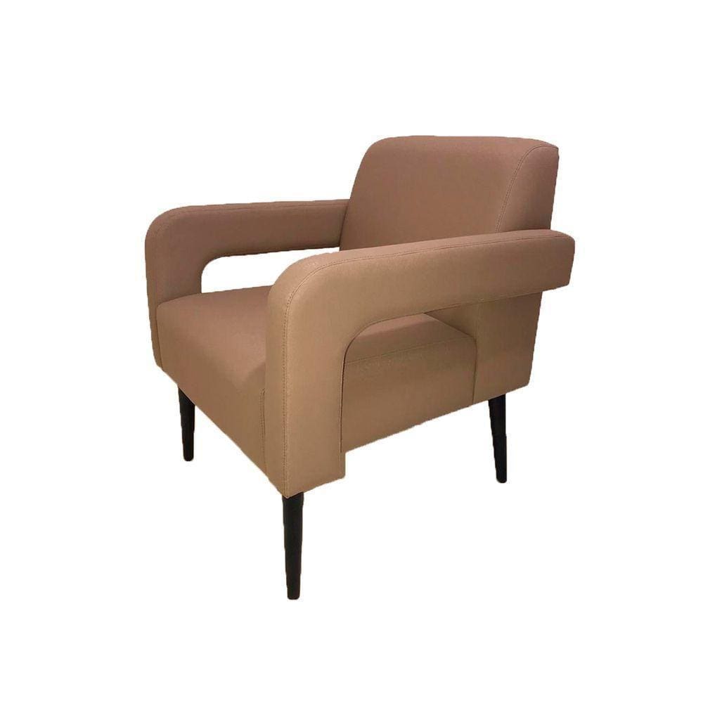 Poltrona Santorini Em Tecido Sintético Ideal Para Escritório - Cappuccino - Cor: Marrom