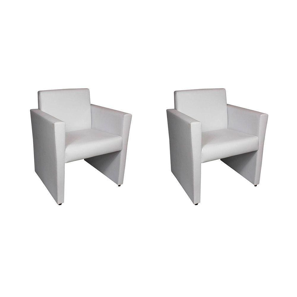 Kit 2 Poltronas Nina Slim 1 Lugar Pé Fechado Branco - Cor: Branco