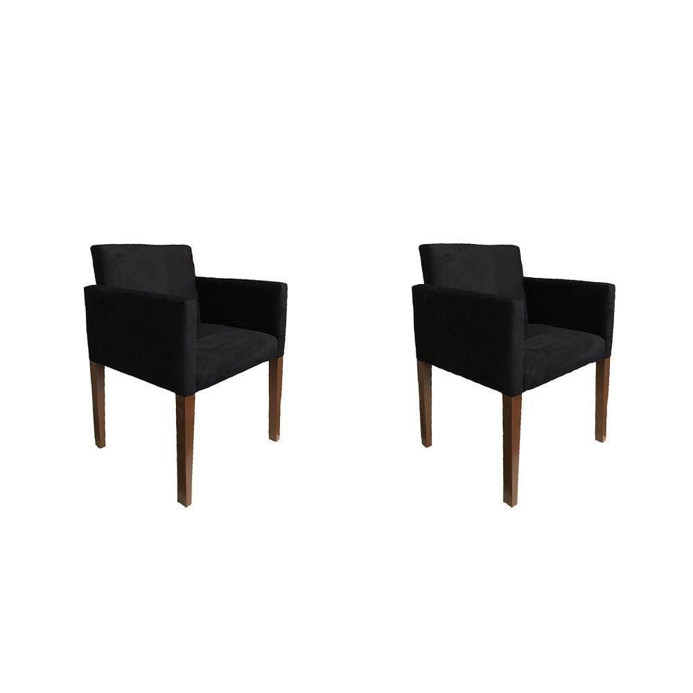 Kit 2 Poltronas Nina Para Escritório Sala De Recepção Tecido Suede - Preto - Cor: Preto