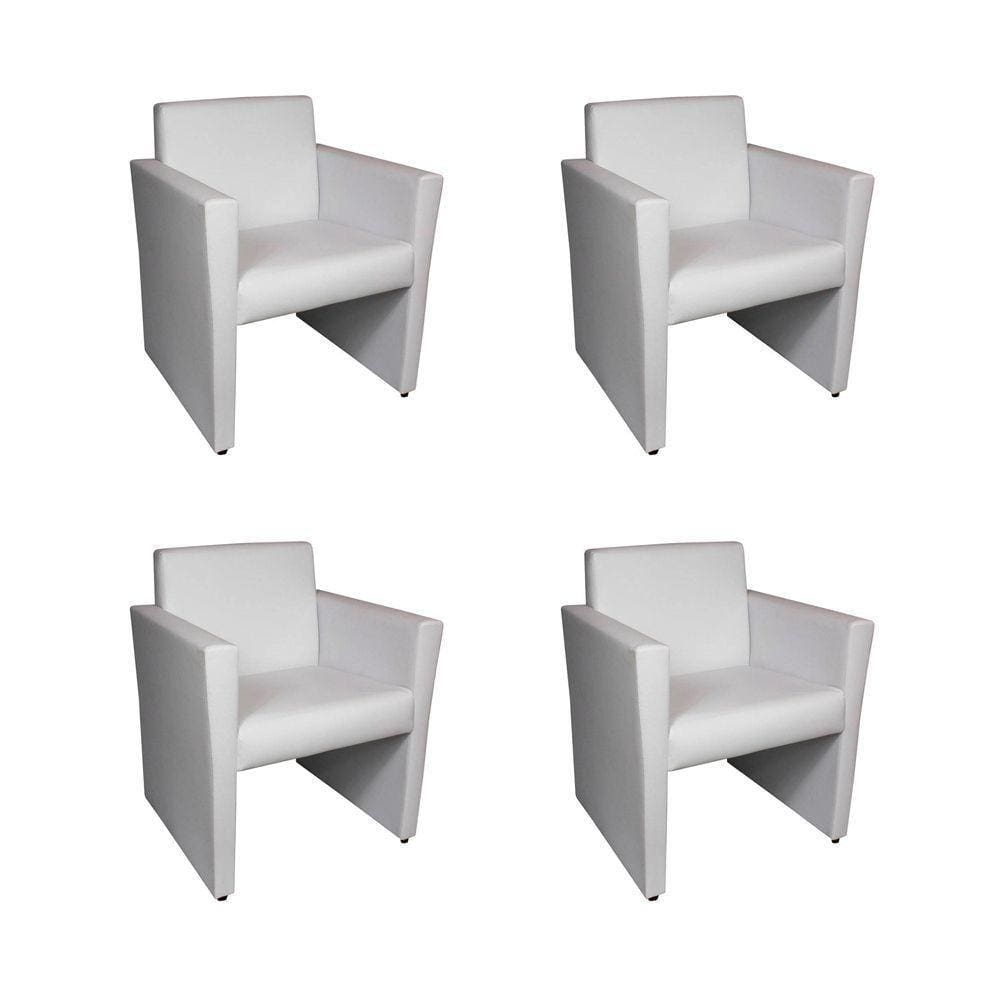 Kit 4 Poltronas Nina Slim 1 Lugar Pé Fechado - Branco - Cor: Branco